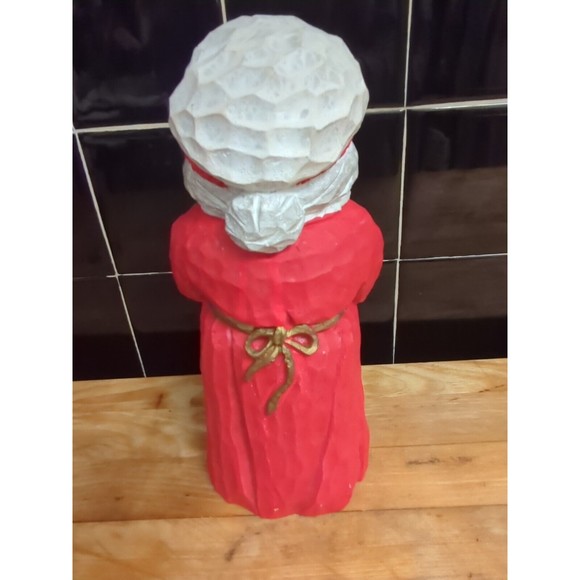 Holiday Collection Carved Look Mrs Santa Figurine World Bazaars 10" - Picture 4 of 8